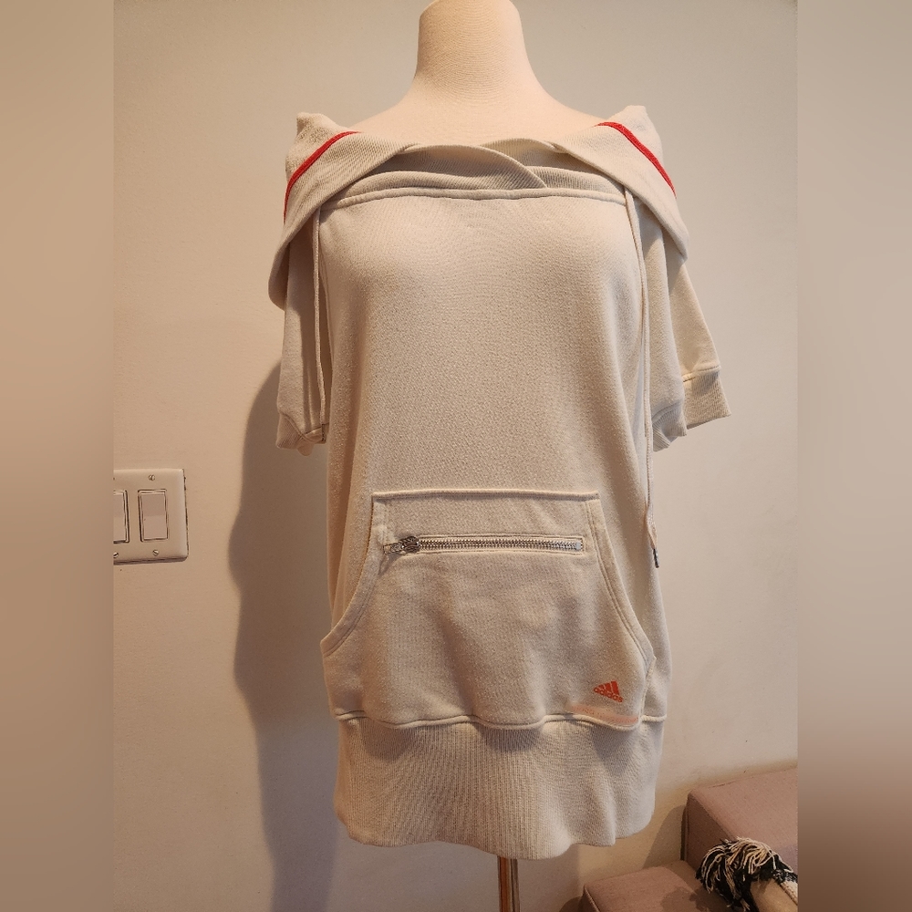 Adidas by Stella McCartney Cream Hoodie with Short Sleeves, US Size M